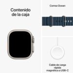 Apple Watch Ultra 2 [GPS + Cellular, 49MM] Titangehäuse mit Ocean Armband Blau - One Size (Generalüberholt)