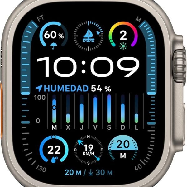 Apple Watch Ultra 2 [GPS + Cellular, 49MM] Titangehäuse mit Ocean Armband Blau - One Size (Generalüberholt)