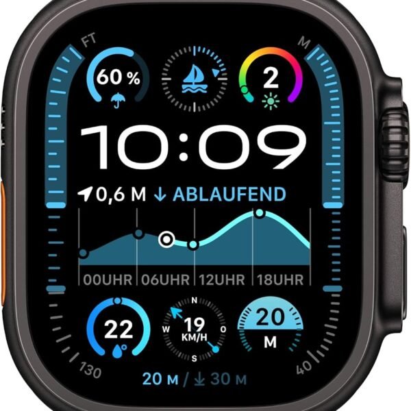 Apple Watch Ultra 2 [GPS + Celular, 49mm] Titangehäuse mit Black Ocean Band, One Size (Generalüberholt)