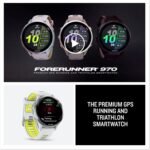 Garmin® Forerunner® 970, Premium GPS Running und Triathlon Smartwatch, AMOLED-Display, integrierte LED-Taschenlampe, Titan mit Whitestone-Gehäuse und Whitestone/Translucent Amp Yellow Band