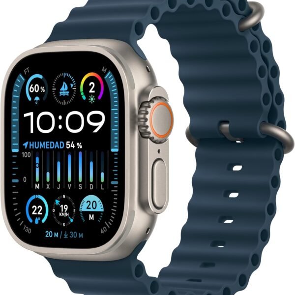 Apple Watch Ultra 2 [GPS + Cellular, 49MM] Titangehäuse mit Ocean Armband Blau - One Size (Generalüberholt)