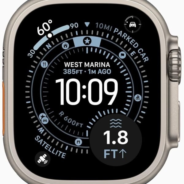 Apple Watch Ultra 3 [GPS + Cellular, 49mm] Titangehäuse Natur mit Ocean Armband Maritimblau (Generalüberholt)