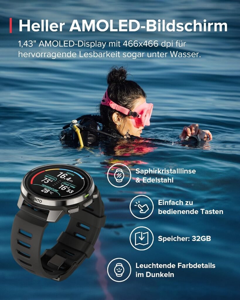 SUUNTO Ocean Tauchcomputer, GPS-Multisportuhr, wasserdicht bis 100 m